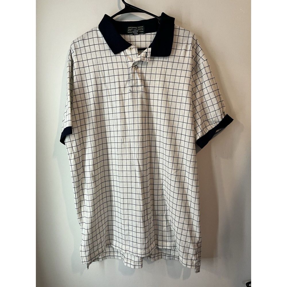 J Mclaughlin‎ Mens Polo Blue And White Short Sleeve Size Xl